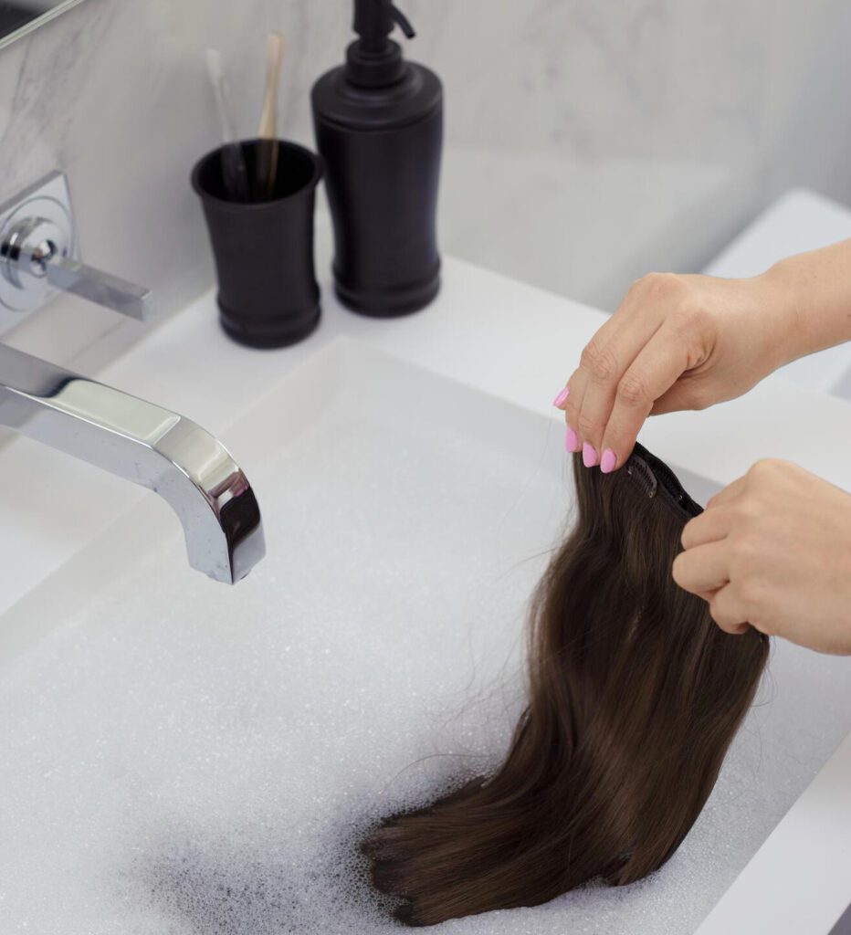 washing Clip-in hair extensions